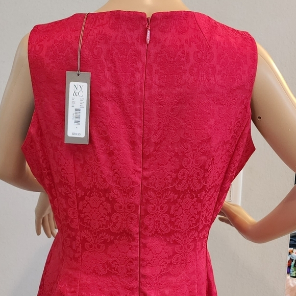 NWT Eva Mendes New York And Company Red Pattern Fit And Flare Dres Size 8 - Picture 4 of 16